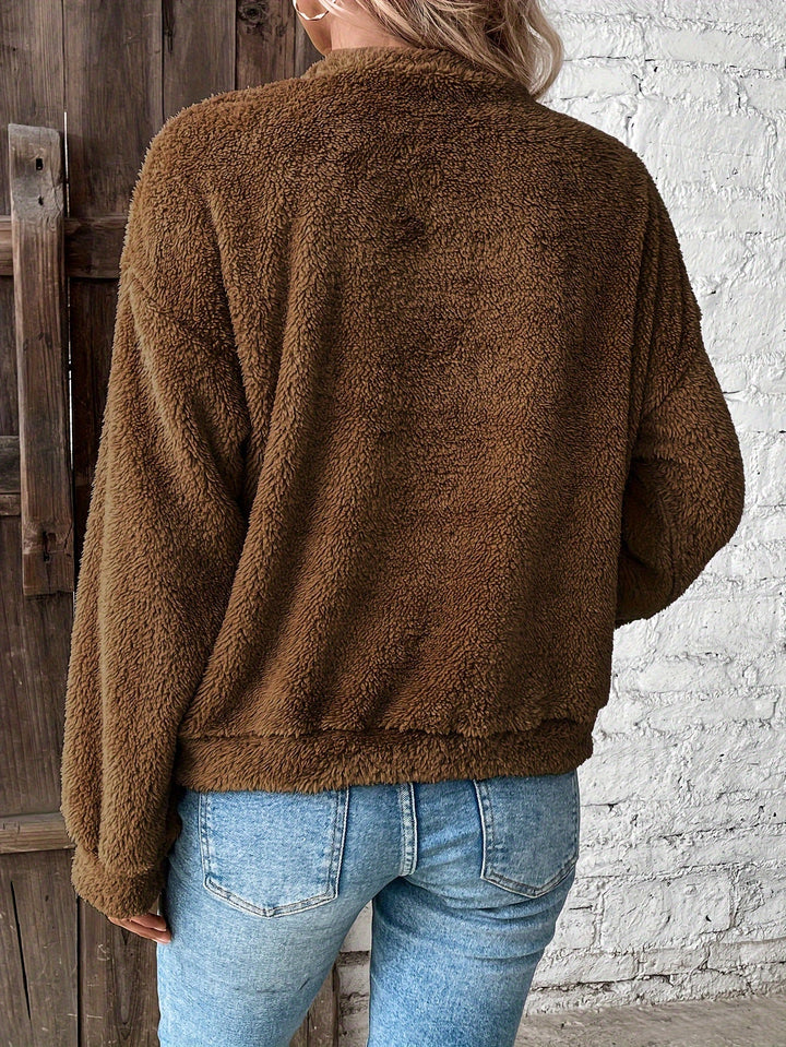 Comfortable Teddy Pullover Sweatshirt - Livia-Light brown-S-The Livary