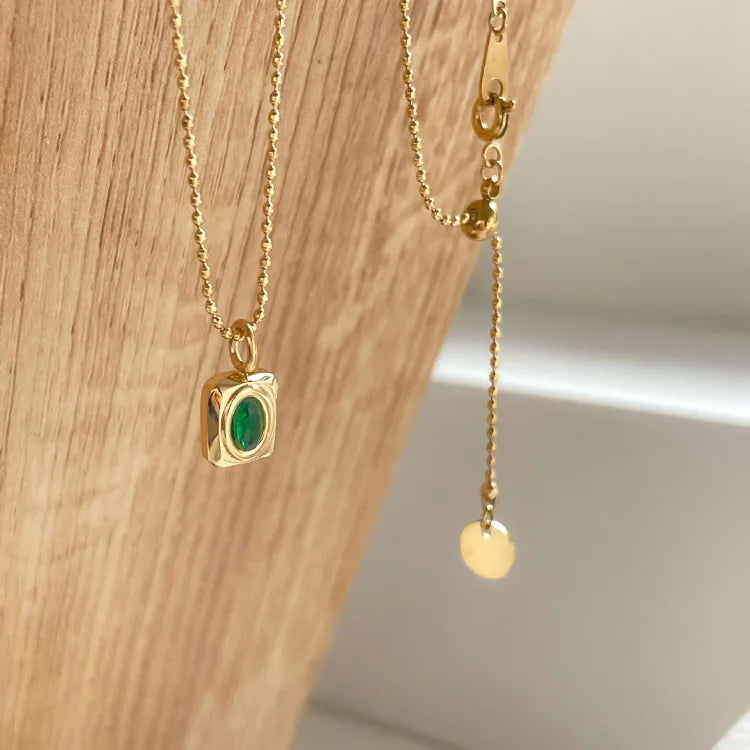 Vintage Gemstone Necklace - Celeste-Red Oval-The Livary