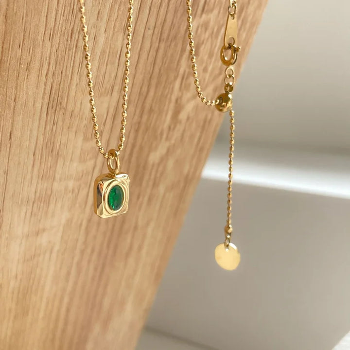Vintage Gemstone Necklace - Celeste-Red Oval-The Livary