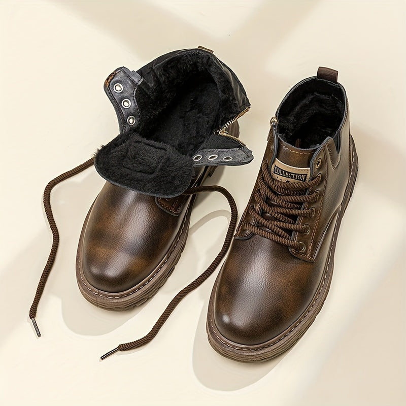 Warm and Stylish Lace-up Boots for Men - Arvo-Dark brown-5-The Livary