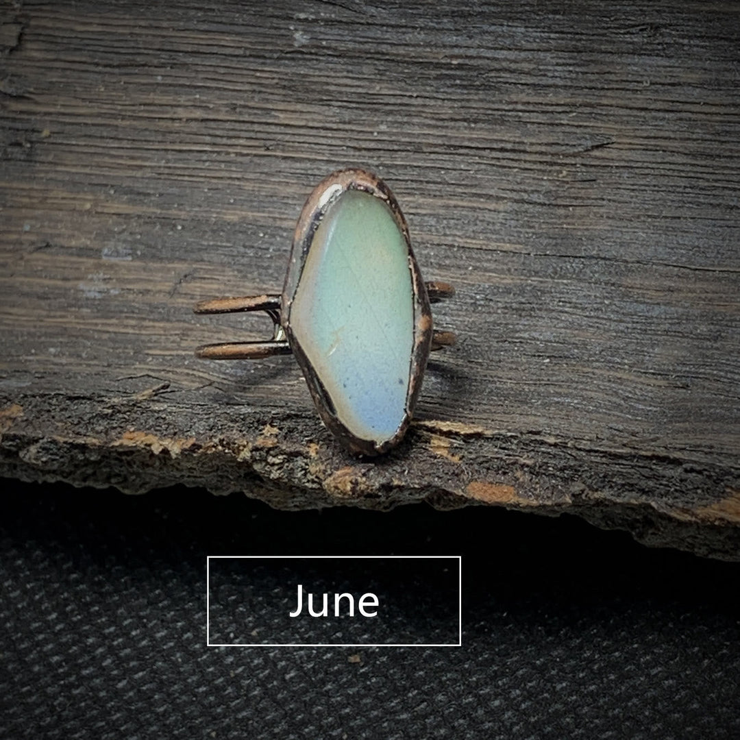 Natural Raw Birthstone Ring - Selina-January & Pomegranate-The Livary