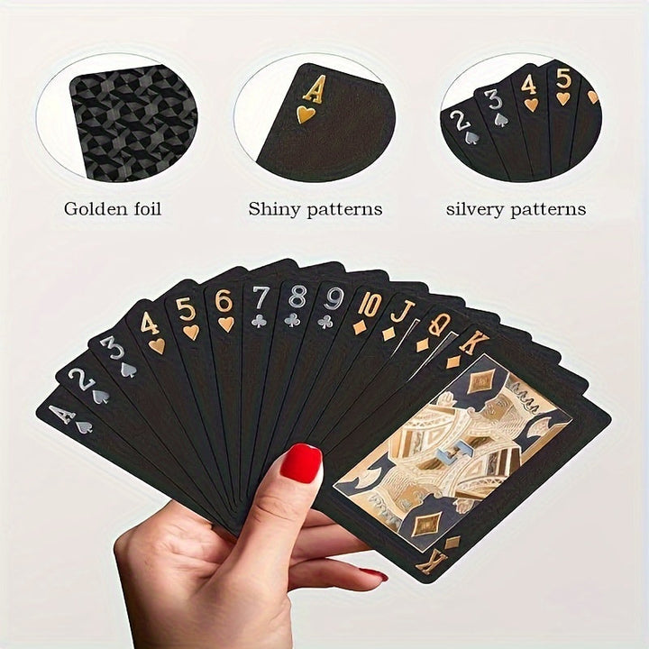 Luxury Black Playing Cards - Waterproof & Flexible with Storage Box - Noctura