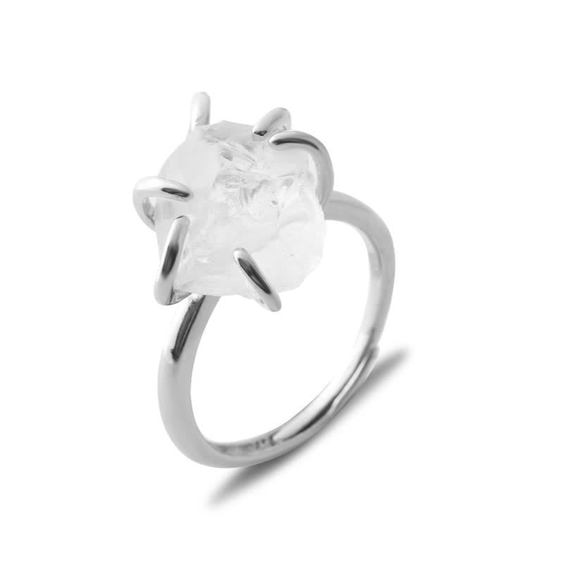Six Claw Natural Crystal Adjustable Ring - Liora-Clear crystal-Gold-The Livary