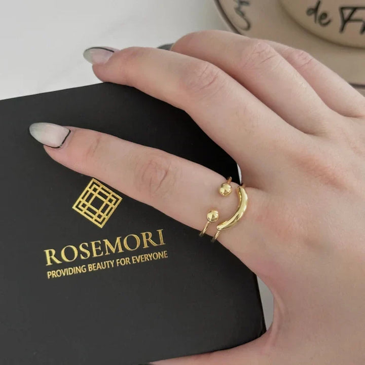 Smiley Adjustable Ring - Mila-Gold-The Livary