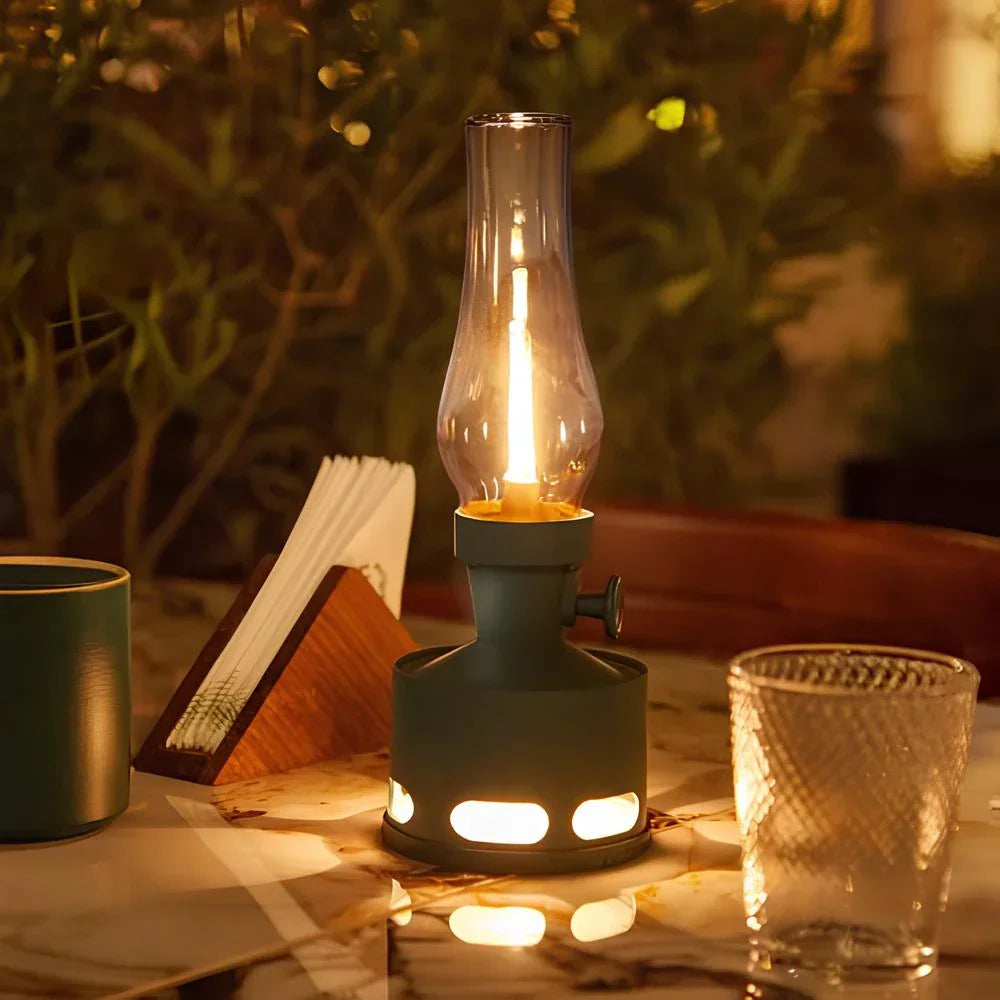 Rechargeable Vintage LED Lantern - LumaLantern-Green-The Livary