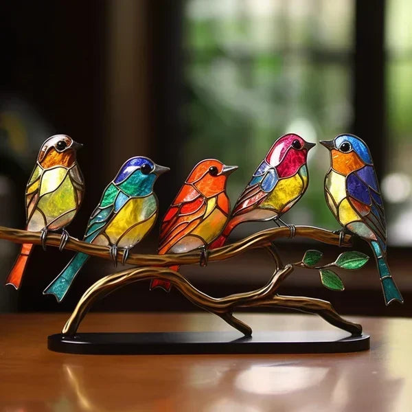 Coloured Glass Birds for Chic Interior Design - ChicGlass Birds-5 Birds-The Livary