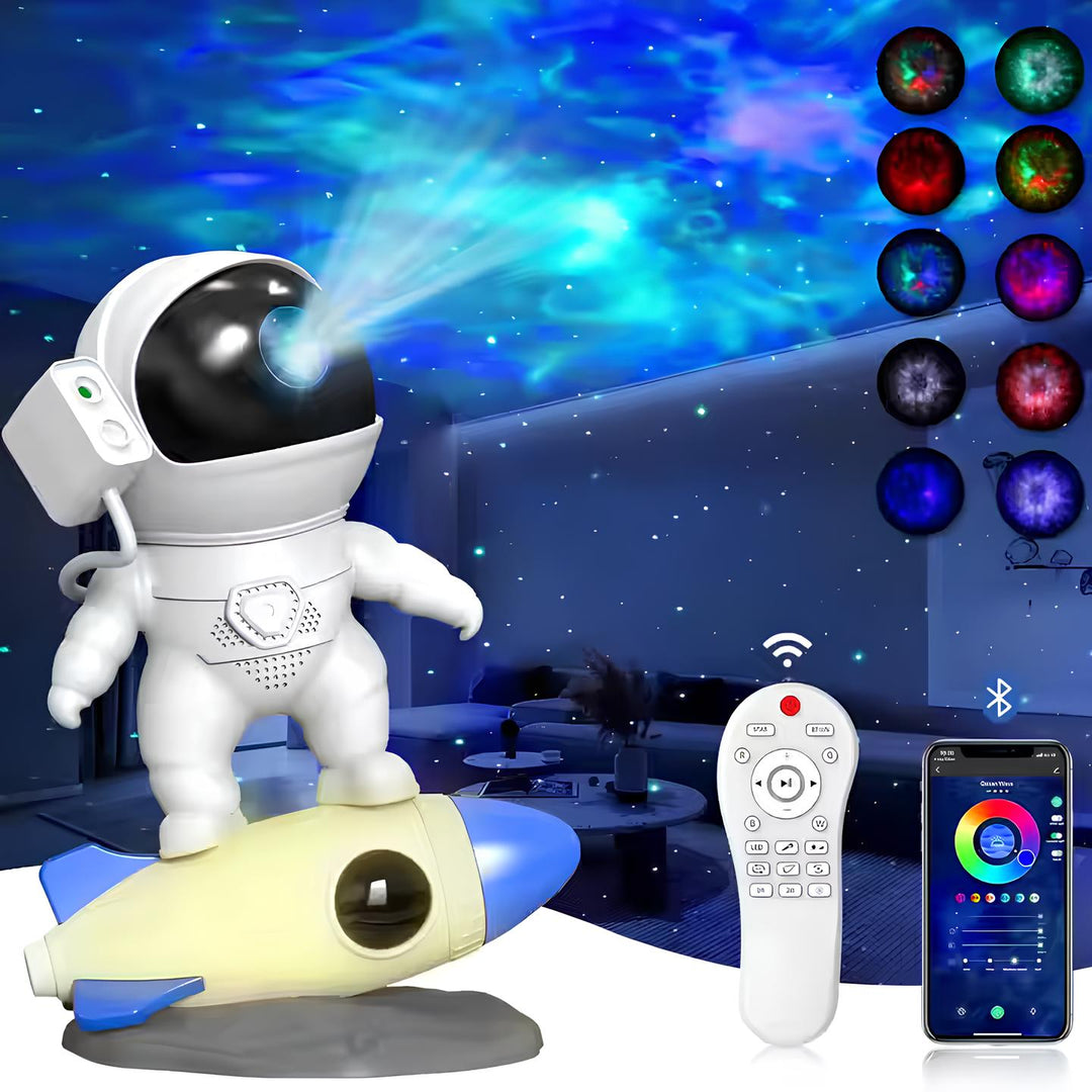 Astronaut Projector Lamp - AstroGlow-Cosmic Audio Projection-The Livary