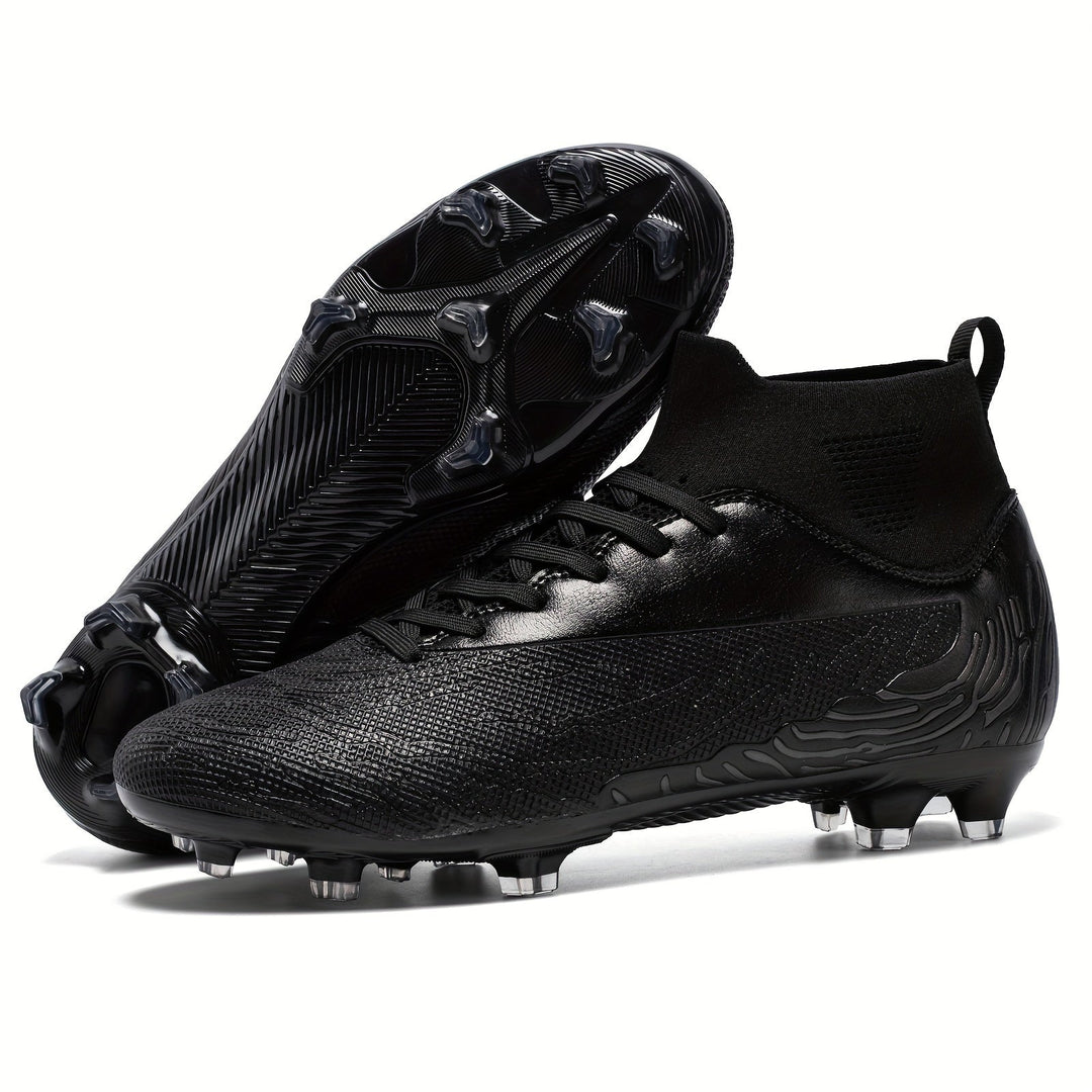 Men's Football Boots with Grip & High Ankle Design – Dario-Black-7-The Livary