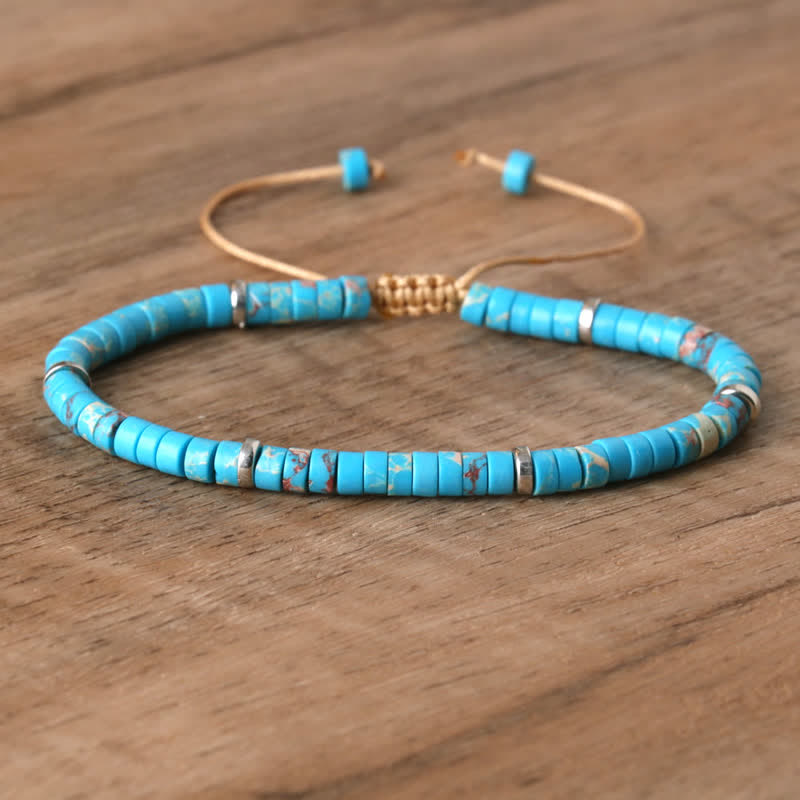 Braided Bracelet with 2.4 mm Natural Stone Rollers - Seraphina-Zee blue Kaiserstein-The Livary