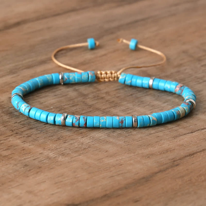 Braided Bracelet with 2.4 mm Natural Stone Rollers - Seraphina-Zee blue Kaiserstein-The Livary