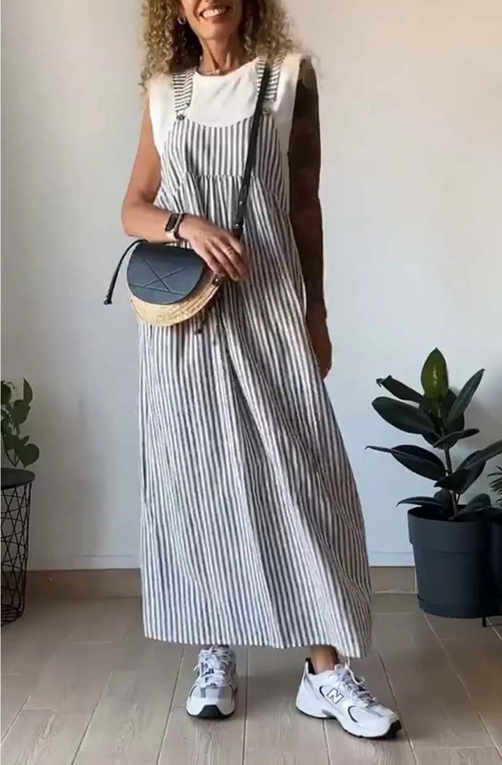 Stylish Striped Casual Jumpsuit with Comfort Cut – Liana-Grey-S-The Livary