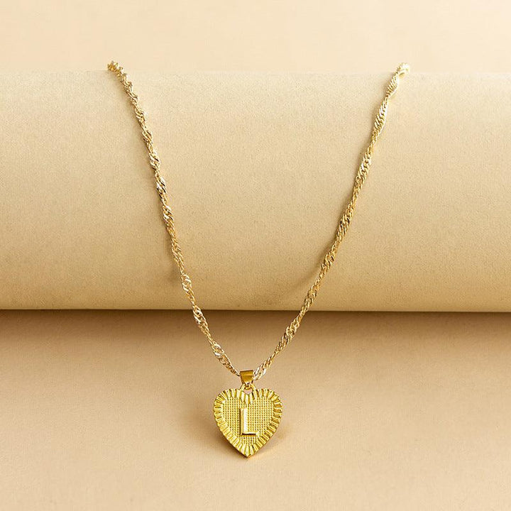 Gold Initial Heart Pendant Necklace - Amara-L-The Livary