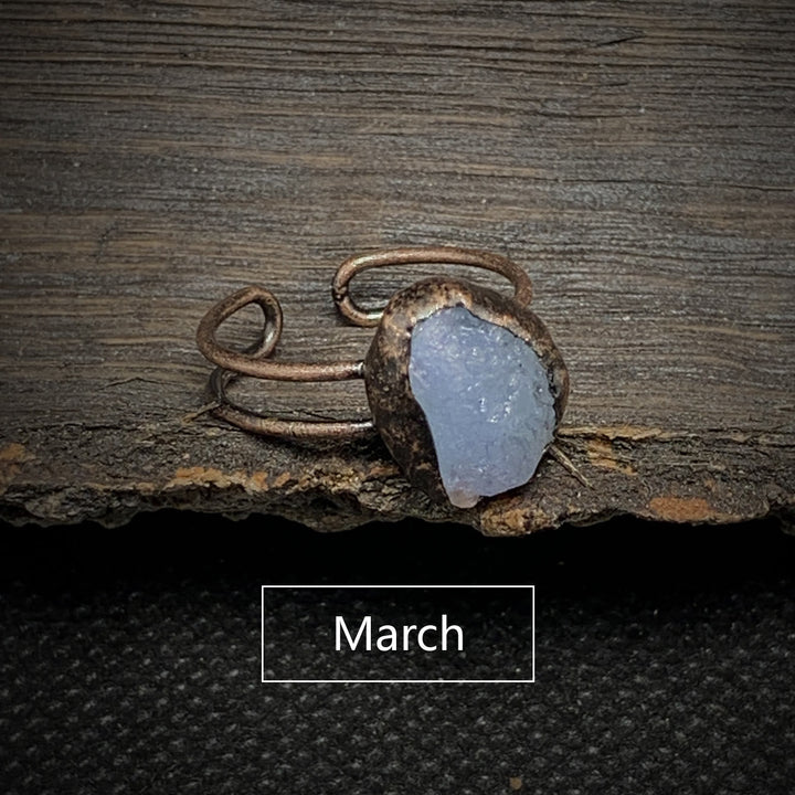 Natural Raw Birthstone Ring - Selina-January & Pomegranate-The Livary