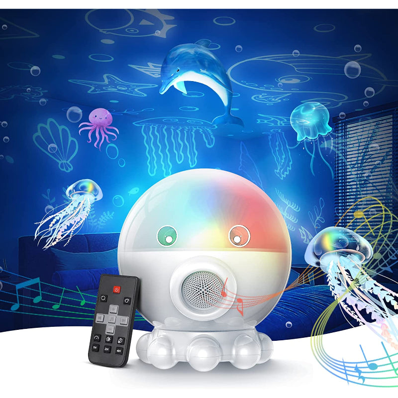 LED Night Light with Ocean & Starry Sky Projection + Music Function - DreamAura-White-The Livary