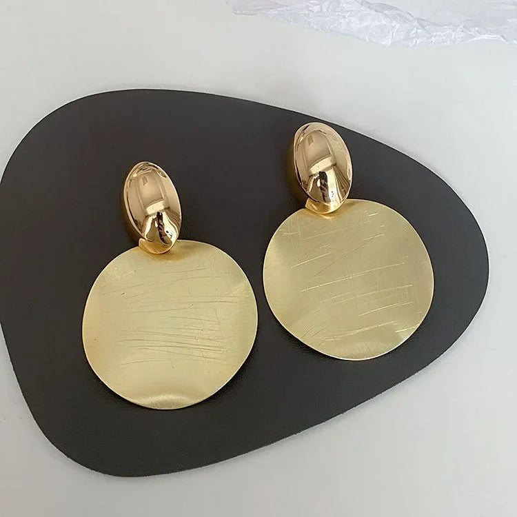Gold Earrings with Round Pendants - Amaya-The Livary