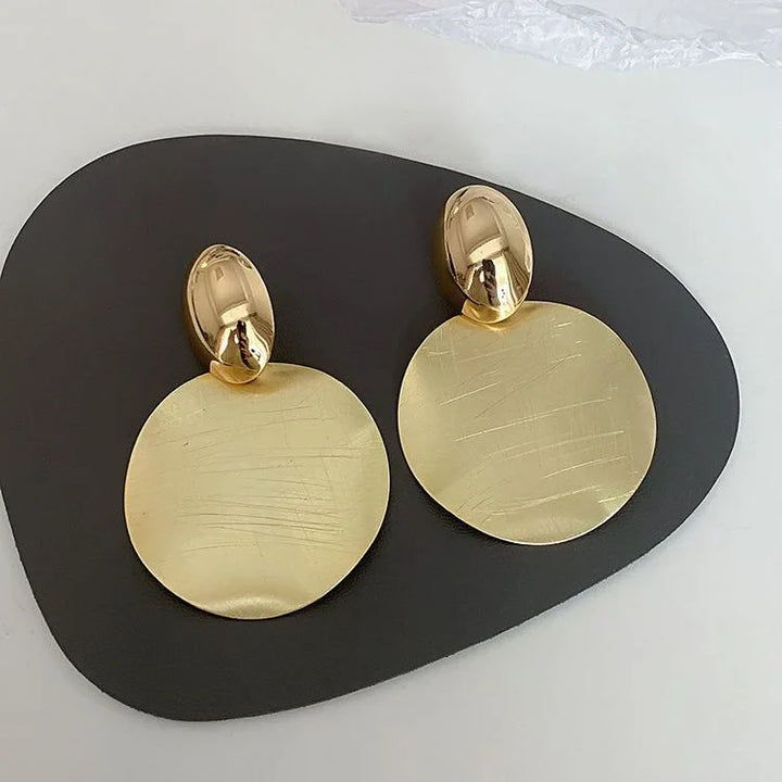 Gold Earrings with Round Pendants - Amaya-The Livary