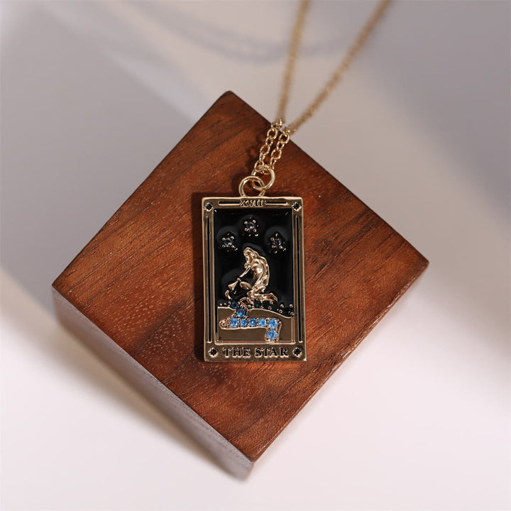 Zirconia Gold-Plated Tarot Drop Pendant Necklace - Amara-The Empress-The Livary