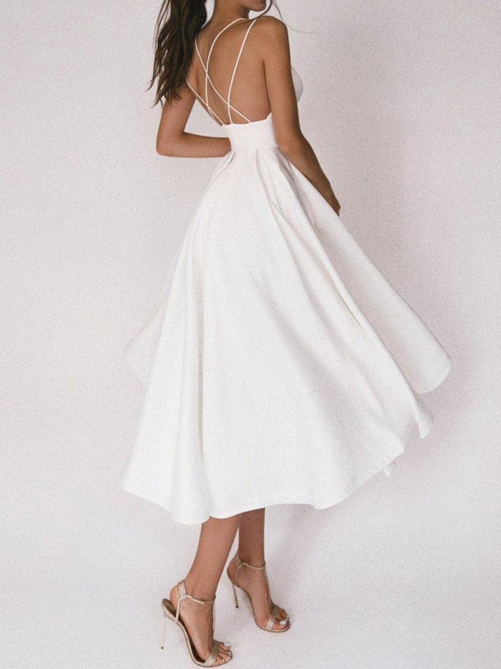 Strappy V-neck Dress - Noa-White-S-The Livary