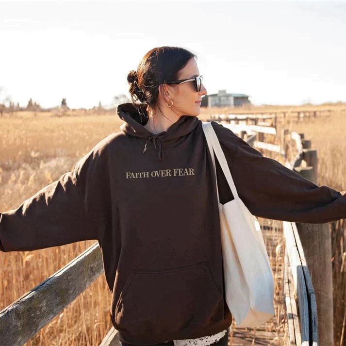 Unisex Hoodie "Faith Over Fear" Psalm 118:6 - Faithmore-Coffee-XS-The Livary