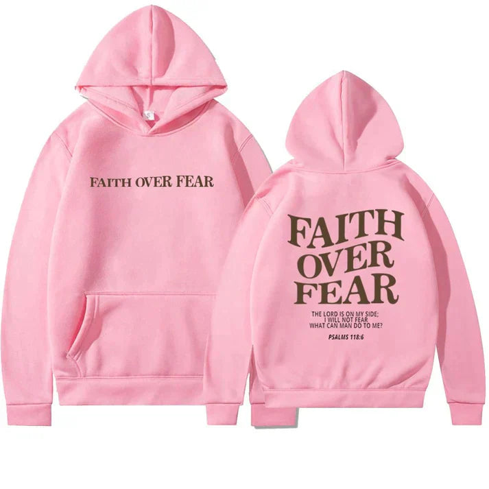 Unisex Hoodie "Faith Over Fear" Psalm 118:6 - Faithmore-Roze-XS-The Livary