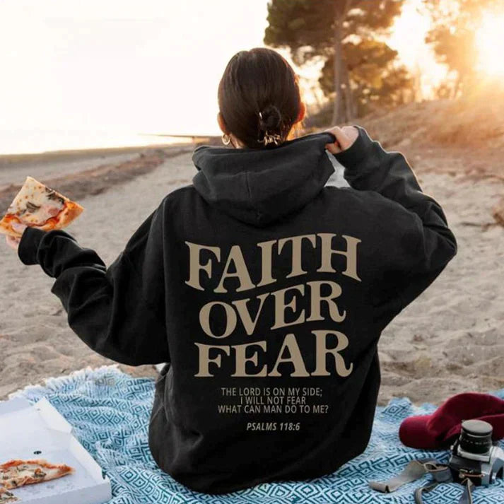 Unisex Hoodie "Faith Over Fear" Psalm 118:6 - Faithmore-Coffee-XS-The Livary