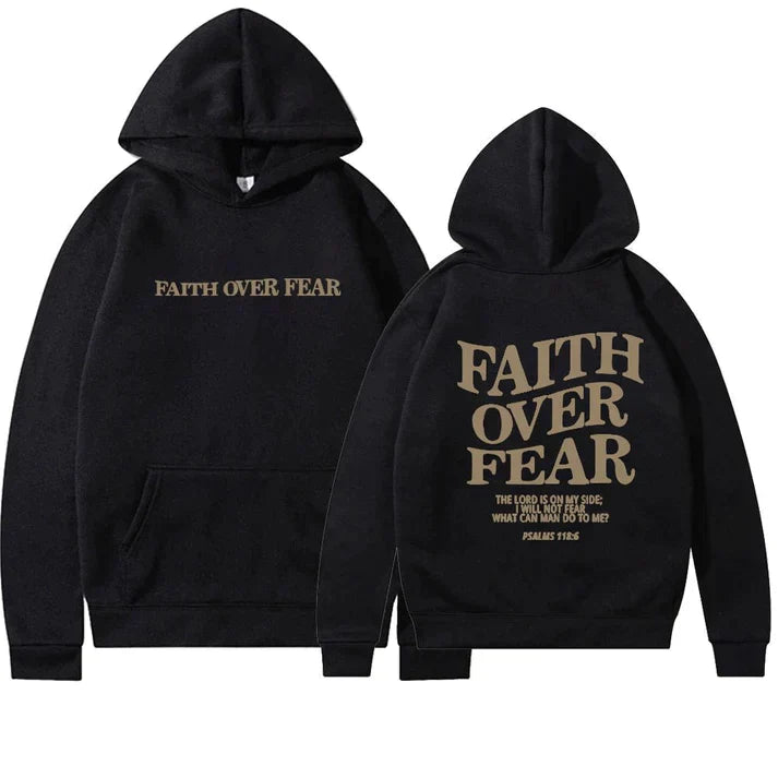 Unisex Hoodie "Faith Over Fear" Psalm 118:6 - Faithmore-Black-XS-The Livary