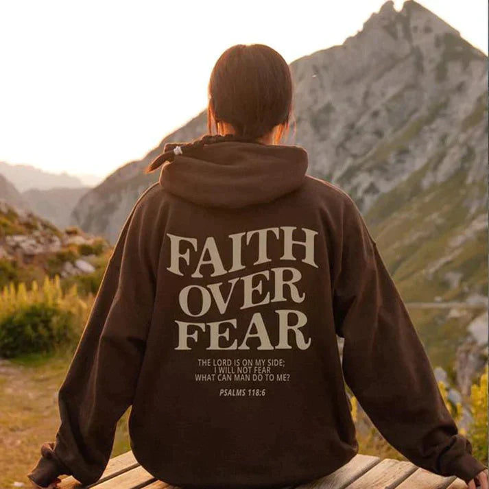 Unisex Hoodie "Faith Over Fear" Psalm 118:6 - Faithmore-Coffee-XS-The Livary