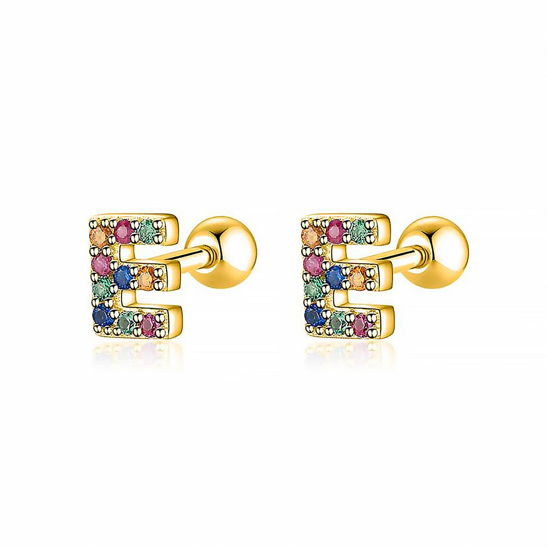Coloured Letter Earrings - Letria-E-Gold-The Livary