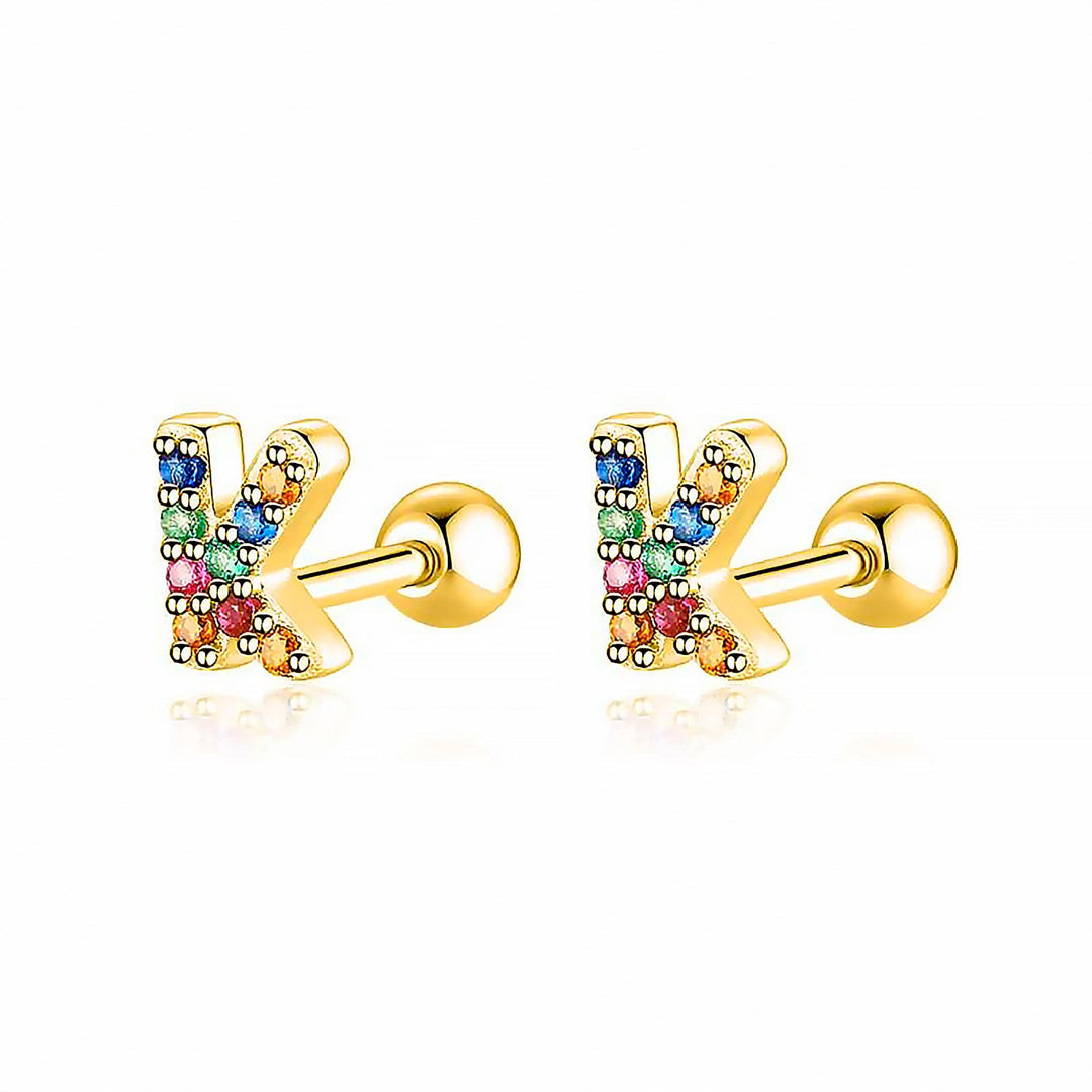 Coloured Letter Earrings - Letria-K-Gold-The Livary