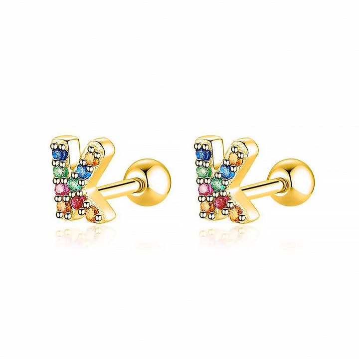Coloured Letter Earrings - Letria-K-Gold-The Livary