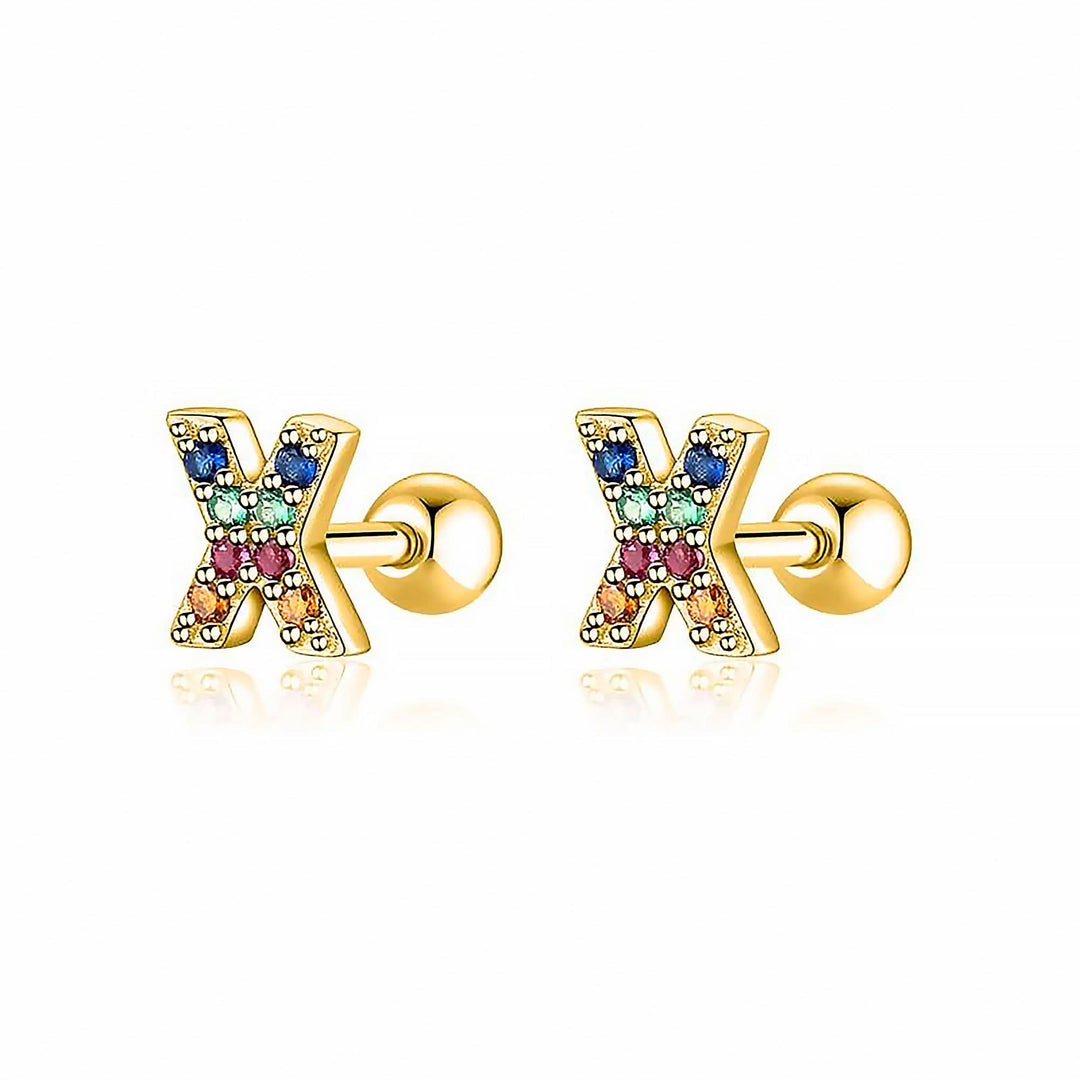 Coloured Letter Earrings - Letria-X-Gold-The Livary
