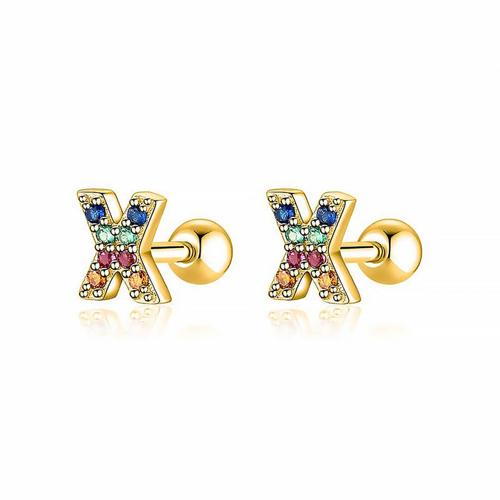 Coloured Letter Earrings - Letria-X-Gold-The Livary