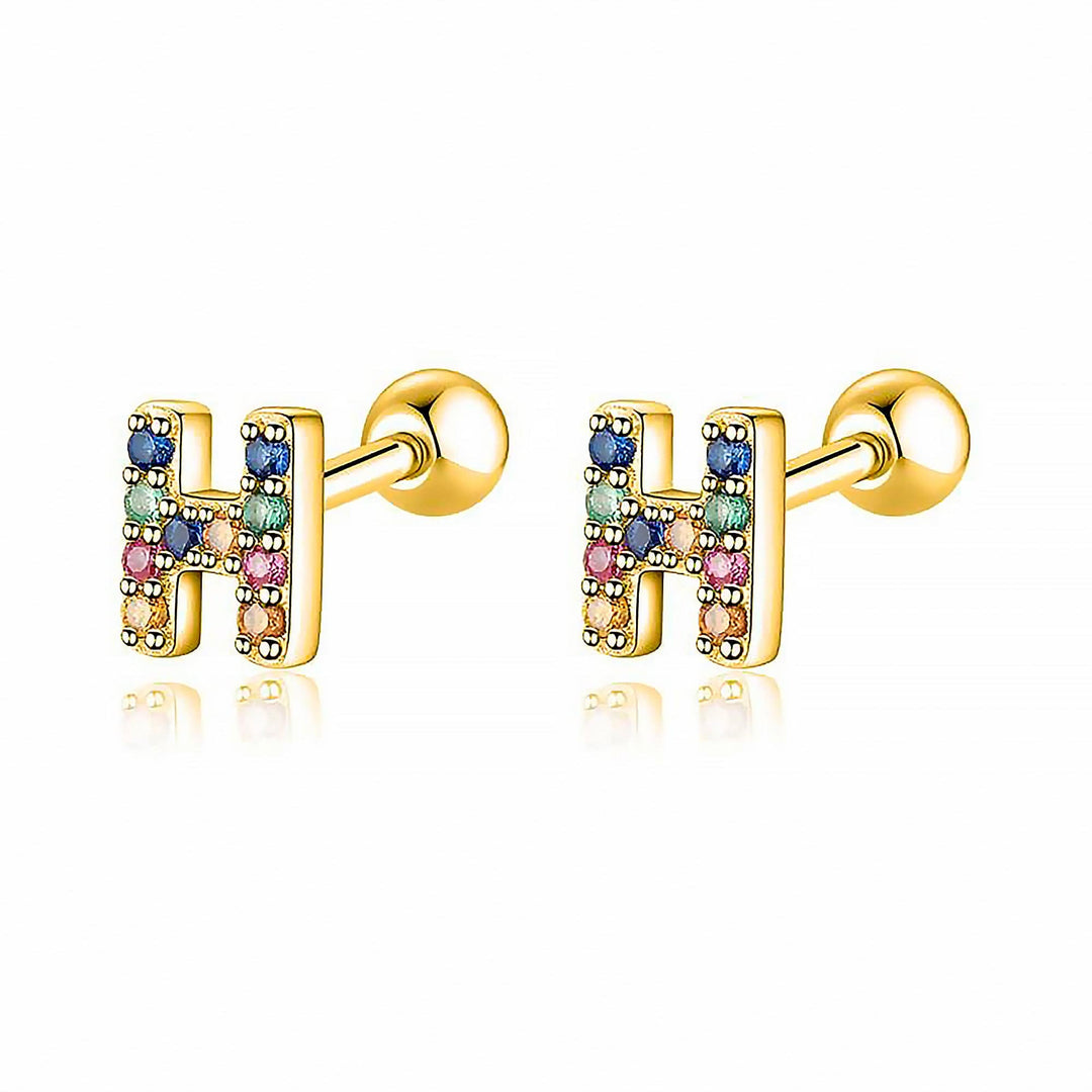 Coloured Letter Earrings - Letria-H-Gold-The Livary