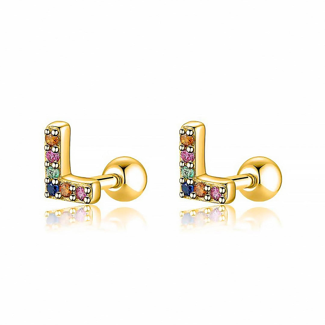 Coloured Letter Earrings - Letria-L-Gold-The Livary