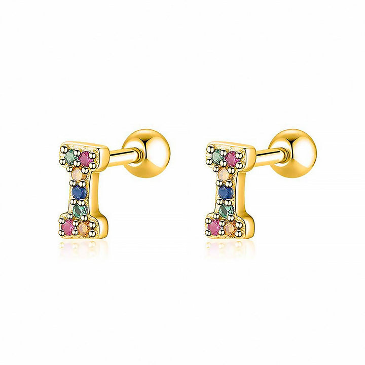 Coloured Letter Earrings - Letria-I-Gold-The Livary