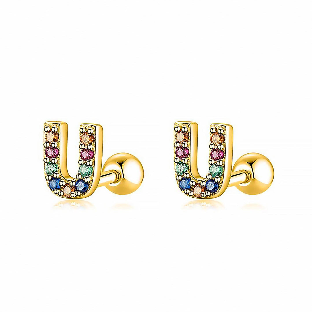 Coloured Letter Earrings - Letria-U-Gold-The Livary