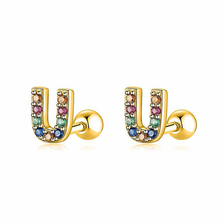 Coloured Letter Earrings - Letria-U-Gold-The Livary