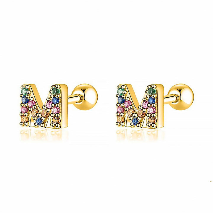 Coloured Letter Earrings - Letria-M-Gold-The Livary