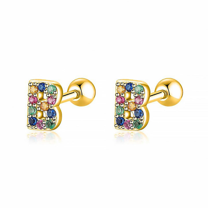 Coloured Letter Earrings - Letria-B-Gold-The Livary