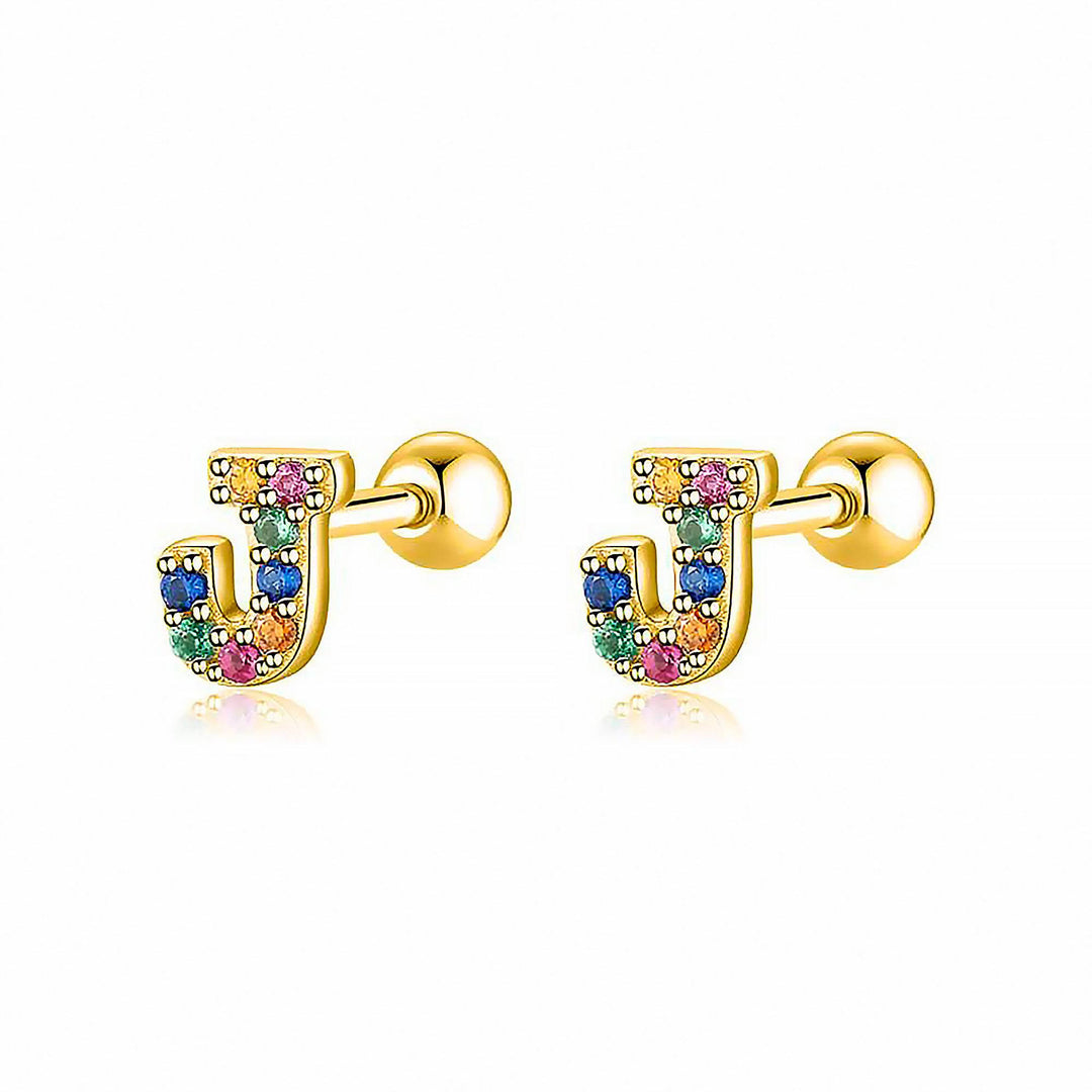 Coloured Letter Earrings - Letria-J-Gold-The Livary