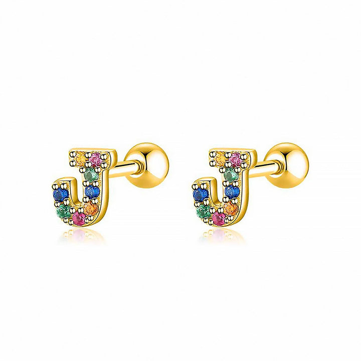 Coloured Letter Earrings - Letria-J-Gold-The Livary