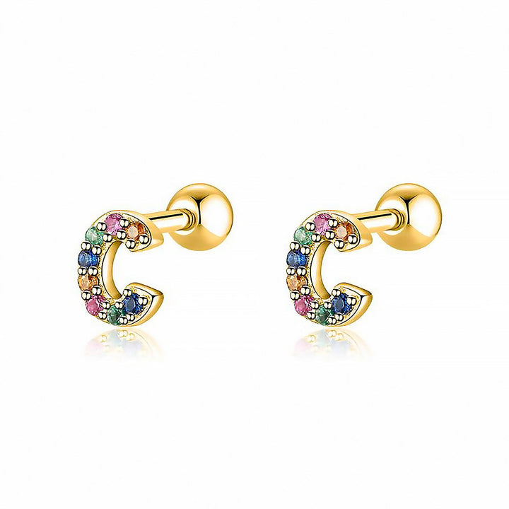 Coloured Letter Earrings - Letria-C-Gold-The Livary