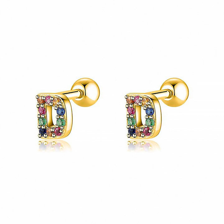 Coloured Letter Earrings - Letria-D-Gold-The Livary