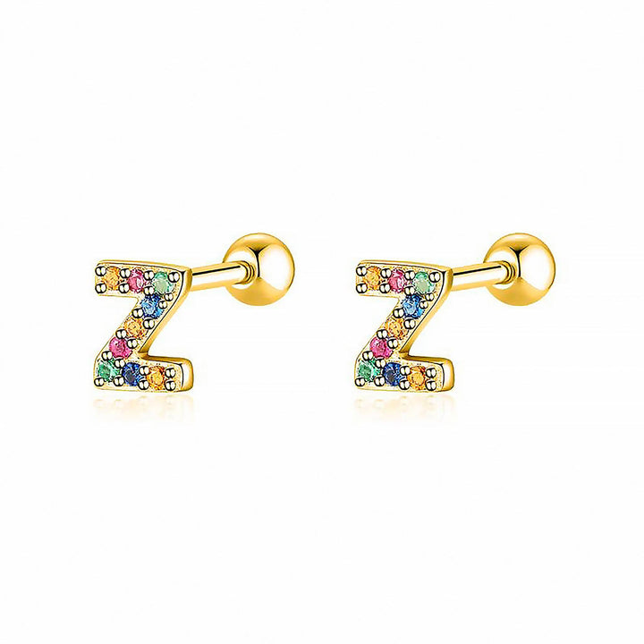 Coloured Letter Earrings - Letria-Z-Gold-The Livary