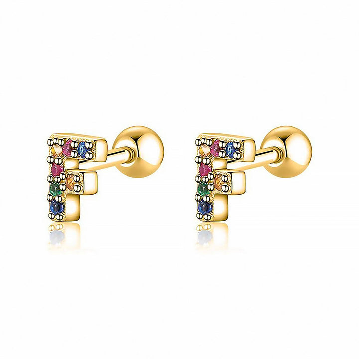 Coloured Letter Earrings - Letria-F-Gold-The Livary