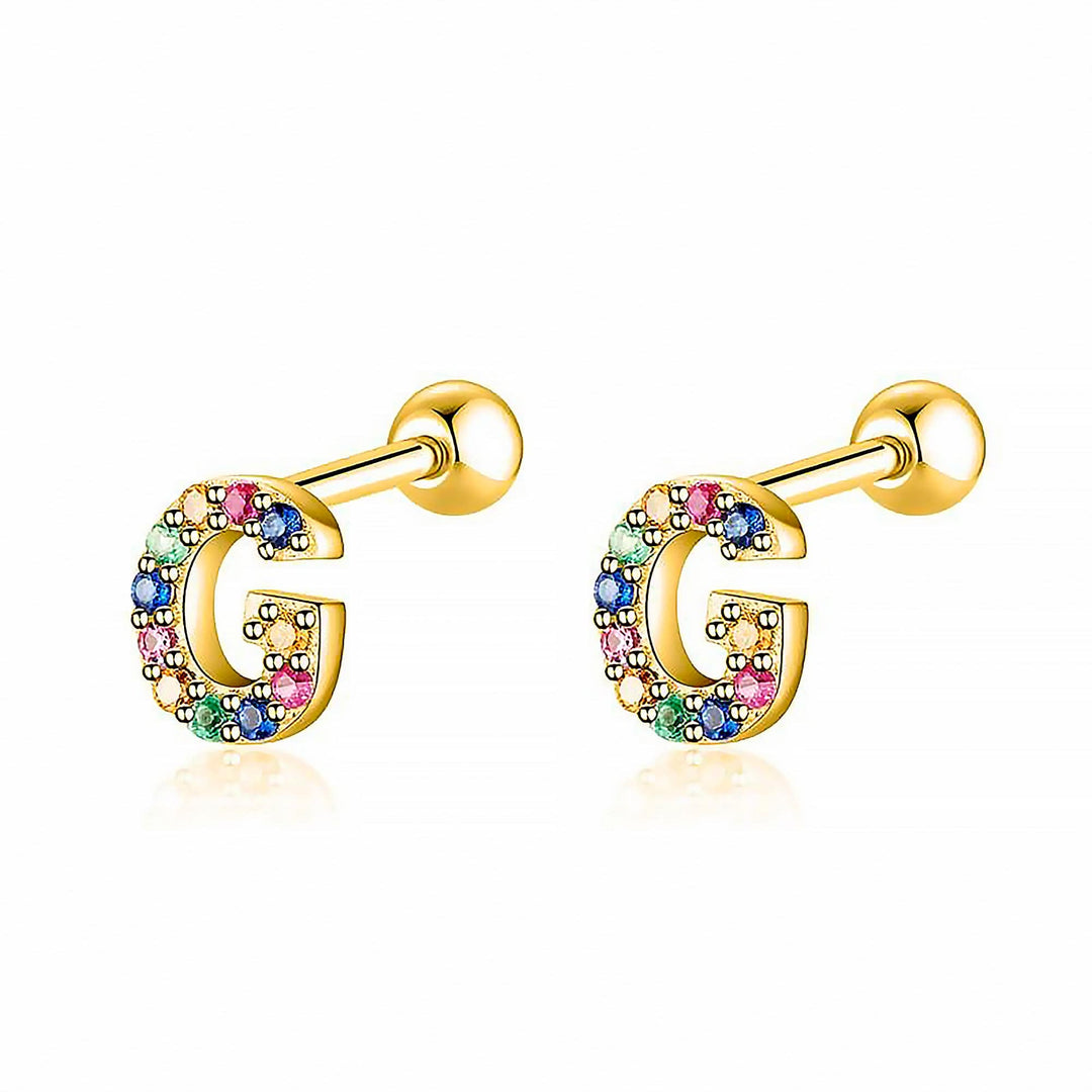 Coloured Letter Earrings - Letria-G-Gold-The Livary