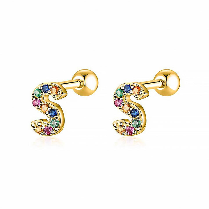 Coloured Letter Earrings - Letria-S-Gold-The Livary
