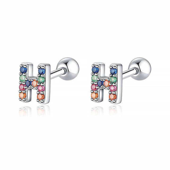 Coloured Letter Earrings - Letria-H-Silver-The Livary