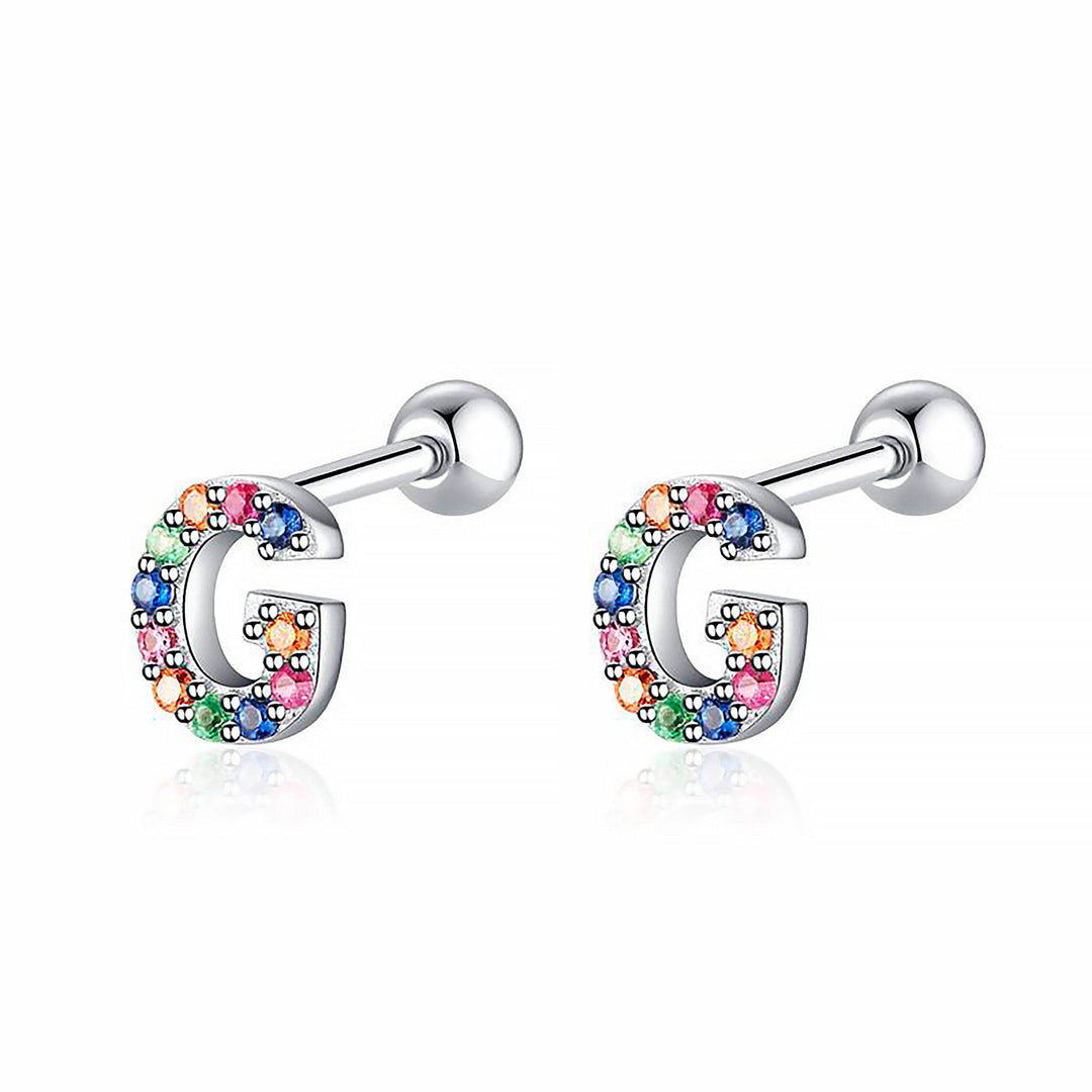 Coloured Letter Earrings - Letria-G-Silver-The Livary