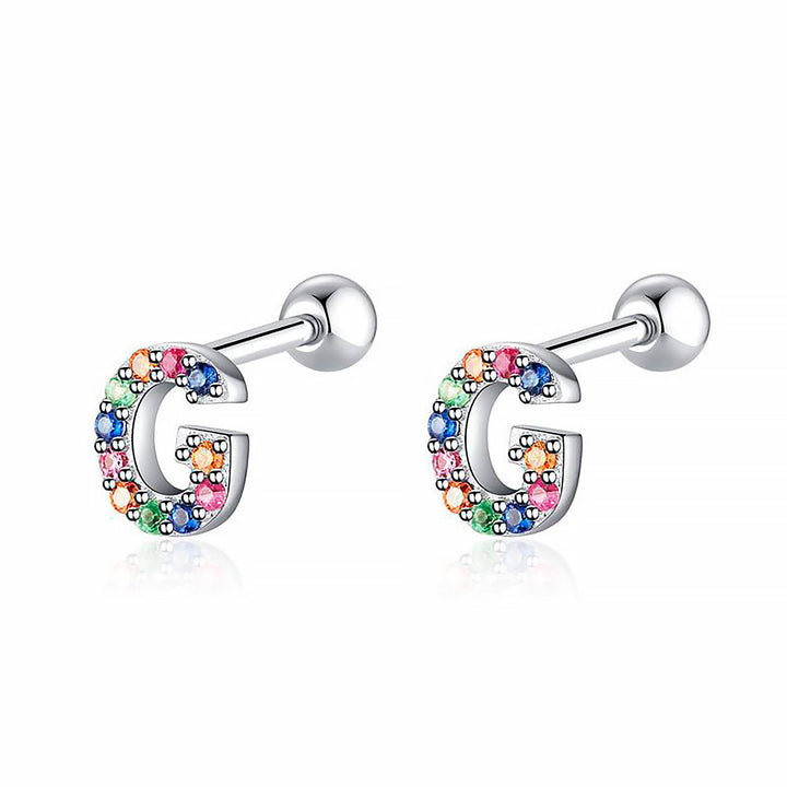 Coloured Letter Earrings - Letria-G-Silver-The Livary